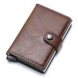 Portofel pentru carduri cu protectie RFID JustZEN super compact maro cafeniu