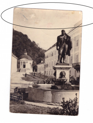 CP Baile Herculane - Statuia lui Hercule si domul, RPR, circulata 1957 foto