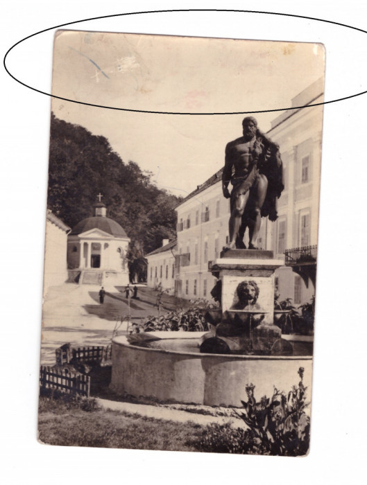 CP Baile Herculane - Statuia lui Hercule si domul, RPR, circulata 1957
