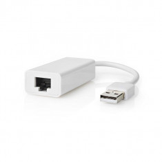 Adaptor retea USB-A tata - RJ45 tata 10/100Mbit 0.2m alb Nedis