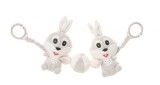 Jucarie zornaitoare plusata pentru carucior 4Baby PRAM TOY Iepurasi Gri R11