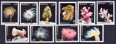 DB1 Fauna Marina Anemone Monaco 1980 10 v. MNH ( lipsa 15 c. ) foto