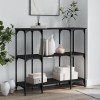 Masuta Consola Gossi Neagra 102x35x90 cm, Lemn Compozit, Cadru Metalic, Hol/Living, Depozitare, Picioare Reglabile
