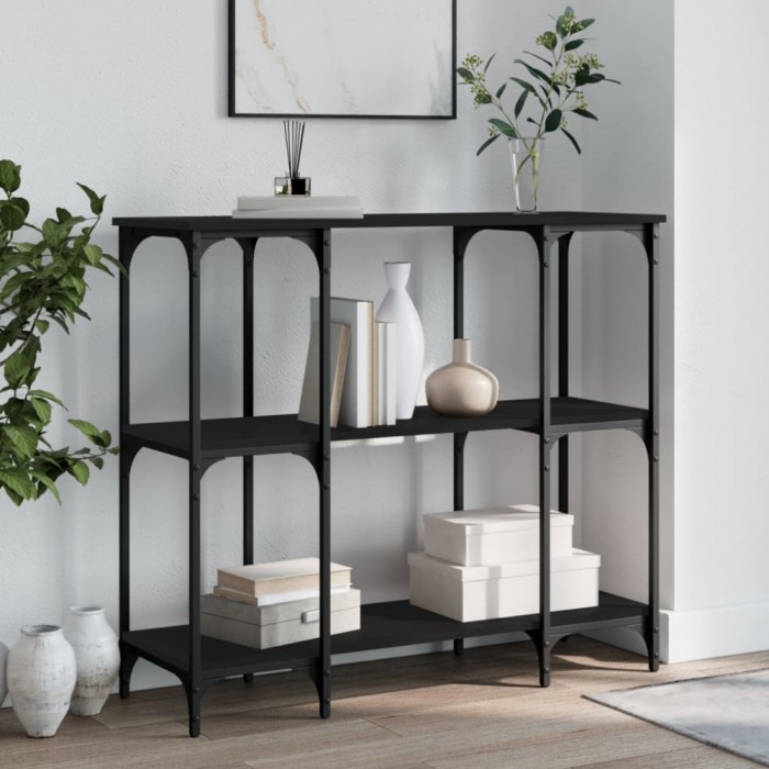 vidaXL Măsuță consolă, negru, 102x35x90 cm, lemn compozit
