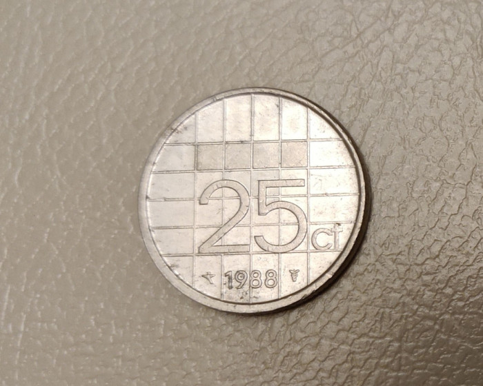 Netherlands / Olanda - 25 Cent (1988) Queen Beatrix - monedă s253