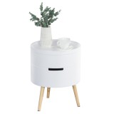 HOMCOM masuta de cafea rotunda, &Phi;38 x 48,3cm, lemn, alb | Aosom Romania