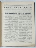 BULETINUL A.G.I.R. , ORGANUL ASOCIATIEI GENERALE A INGINERILOR DIN ROMANIA , ANUL XXIII , COMPLET , COLEGAT DE 12 NUMERE , IANUARIE - DECEMBRIE , 19