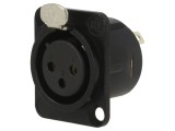 Soclu XLR Mamă 3 Pin cu Buton Negru 16A