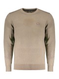Cumpara ieftin Pulover bărbați cu decolteu la baza g&acirc;tului, logo, Regular Fit, Maro, 2XL