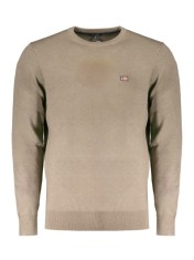 Pulover bărbați cu decolteu la baza g&amp;acirc;tului, logo, Regular Fit, Maro, 2XL foto