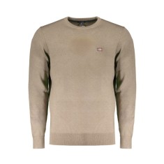 Pulover bărbați cu decolteu la baza g&acirc;tului, logo, Regular Fit, Maro, 2XL