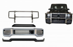 Bara fata cu BullBar Prelungire Bara Fata LED DRL si Prelungire Superioara Bara Fata Mercedes G-Class W463 (1989-2018) Negru Performance AutoTuning foto