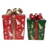 Cumpara ieftin Set 2 decoratiuni Craciun Cadouri metal multicolor (2) 26x26x33 / 21x21x27 cm