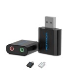 USB Card Adaptor Sunet 3.5mm Audio Aux Mic-Culoare Negru