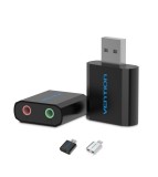 USB Card Adaptor Sunet 3.5mm Audio Aux Mic-Culoare Negru