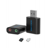 USB Card Adaptor Sunet 3.5mm Audio Aux Mic-Culoare Negru