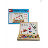 Tabla magnetica educativa din lemn, puzzle animale, 2 fete, 3 in 1, multicolor