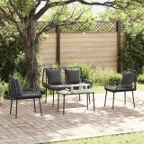 vidaXL Set de masă pentru grădină cu pernă 3 pcs Negru, Antracit