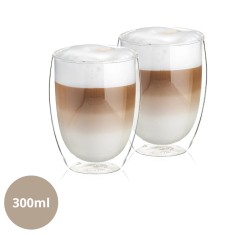 Set 2 cesti termorezistente cu perete dublu Koken, 300ml, sticla borosilicata, transparent, design modern