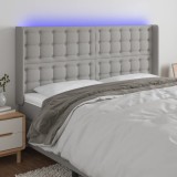 Gossi tablie de pat cu led, gri deschis, 203x16x118/128 cm, textil
