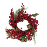 Coroniță Decorativă Crăciun, Pomușoare, Verdeață și Conuri, 40cm, Oem