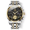 Ceas barbatesc Olevs Quartz Analog Cronograf Fashion Argintiu Negru