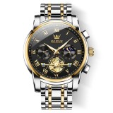 Ceas barbatesc Olevs Quartz Analog Cronograf Fashion Argintiu Negru