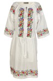 Rochie traditionala dama R24, alb/verde , marimea S
