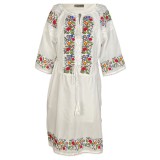 Rochie traditionala dama R24, alb/verde , marimea S