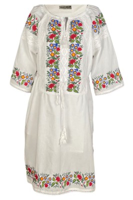 Rochie traditionala dama R24, alb/verde , marimea XL foto