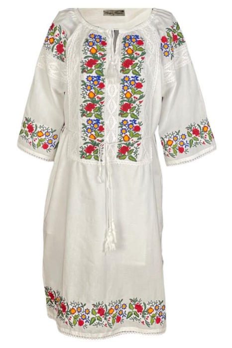Rochie traditionala dama R24, alb/verde , marimea XL