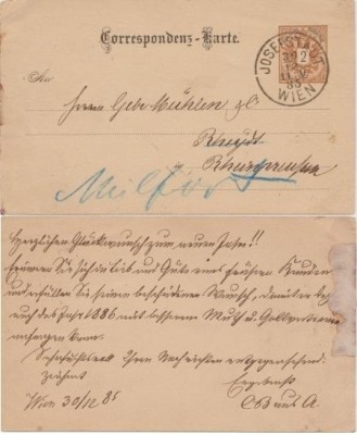 Austria 1885 Postcard Stationery Card - Josefstadt Vienna Cancel D.389 foto