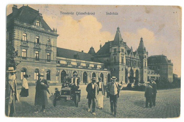 4816 - TIMISOARA, Old Car, Railway Station, Romania - old postcard - used