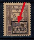 1918 - Ocupatia germana in Romania, Armata 9., Timbru de Ajutor, eroare