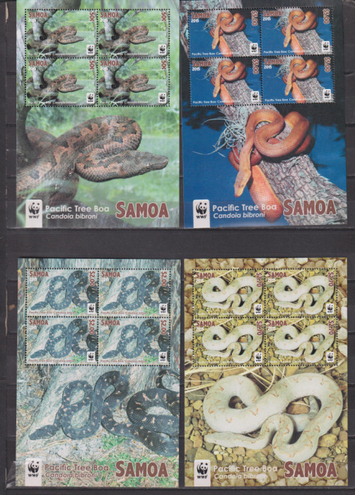 SAMOA FAUNA SERPI MI KLEINBOGEN 1222-1225 WWF MNH