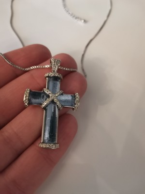 Colier cruce -lantisor+pandantiv cruciulita-inox placat cu aur 18k foto