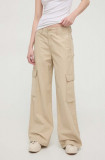 Levi&#039;s pantaloni BAGGY CARGO femei, culoarea bej, lat, high waist