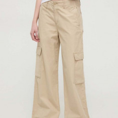 Levi's pantaloni BAGGY CARGO femei, culoarea bej, lat, high waist