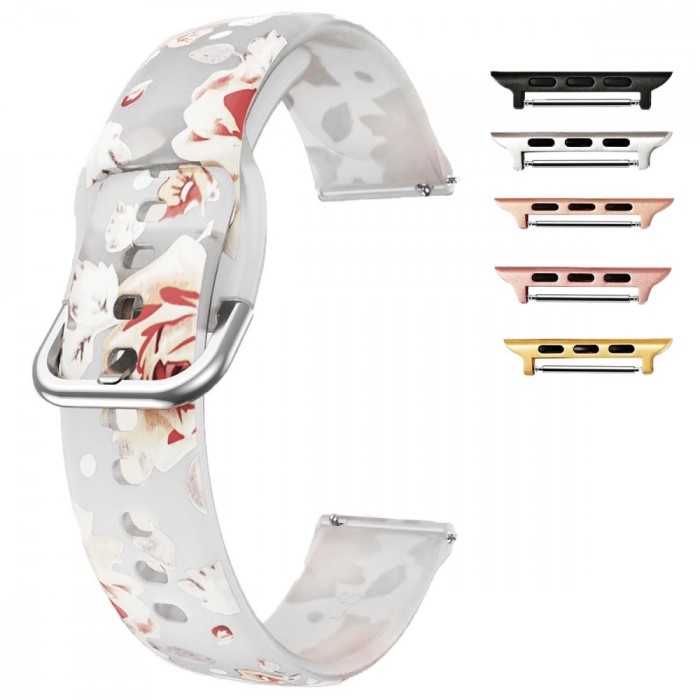 Curea silicon, compatibila Apple Watch 9|8|7|6|5|4|3|2|1 Series, 41mm|40mm|38mm, Quick Release, Crystal Rose