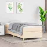 VidaXL Pat box spring cu saltea, crem, 90x190 cm, textil