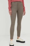 G-Star pantaloni femei, culoarea maro, mulata, high waist