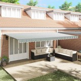 Cumpara ieftin Cortina Retractabilă Manual Verde și alb 600 &times; 350 cm țesătură
