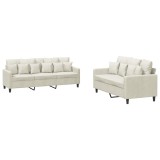 Cumpara ieftin Set de canapele cu perne, 2 piese, crem, catifea