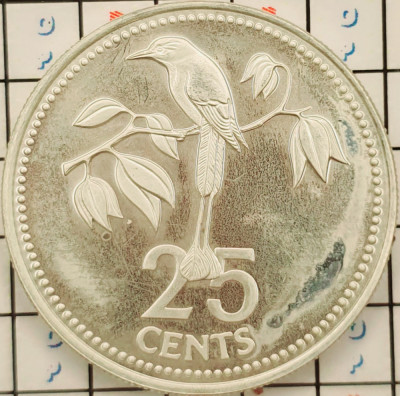 Belize 25 cents 1978 argint - tiraj 3342 - km 49a - A009 foto