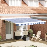 vidaXL Marchiză manuală retractabilă Albastră și Albă 350x250 cm