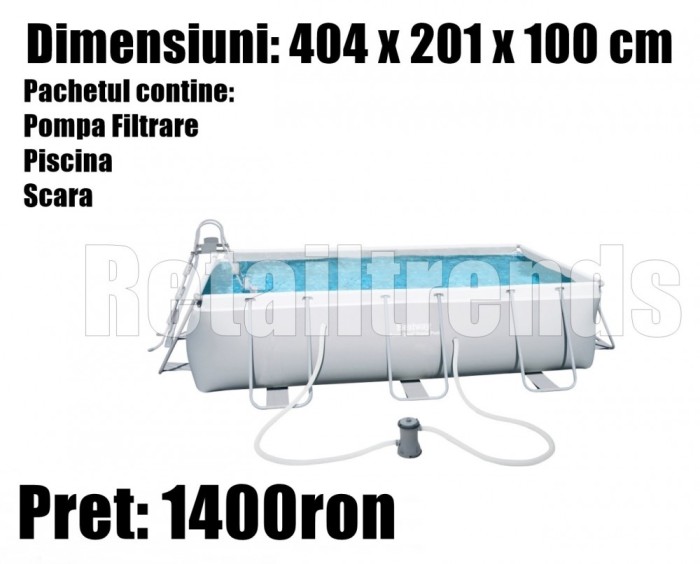 Piscina Familie Relaxare Dreptunghiulara Cadru Metalic 400 x 201 x 100 cm Scara Piscina Familie Relaxare Dreptunghiulara Cadru Metalic 400 x 201 x 100 cm Scara