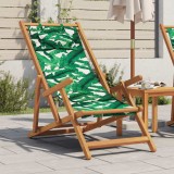 vidaXL Scaun plajă pliabile model frunze lemn masiv eucalipt/țesătură