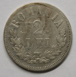 Moneda Argint 2 Lei 1875, Rom&acirc;nia - Detalii Bune - Colecție Numismatică