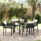 vidaXL Set de masă pentru grădină 5 pcs Negru poliratan