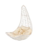 Hamac gradina Leziter Natal Easy, Poliratan PE Alb, Interior/Exterior, 150 kg, 130x80x77 cm, Perna Gri